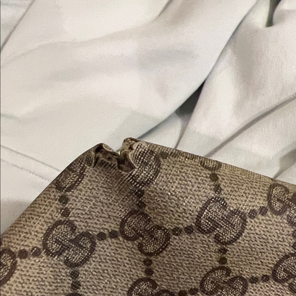Gucci Beige Monogram Tote with Brown Trim - Picture 14 of 15